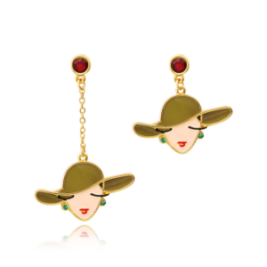 Chic Lady Hat Asymmetric Earrings