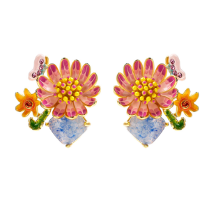 Vibrant Cosmos Flower Stud Earrings