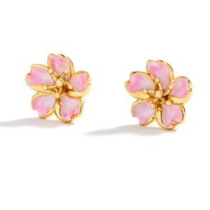 Cherry Blossom Enamel Stud Earrings